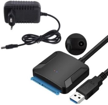 Cabo Usb 3.0 Adaptador Para Hd Sata 2.5 E 3.5 Com Fonte 12v