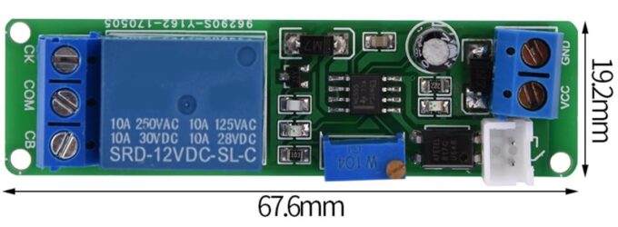 Módulo relé de atraso de tempo 12V 10A ( 1 a 10S ) - Imagem 2